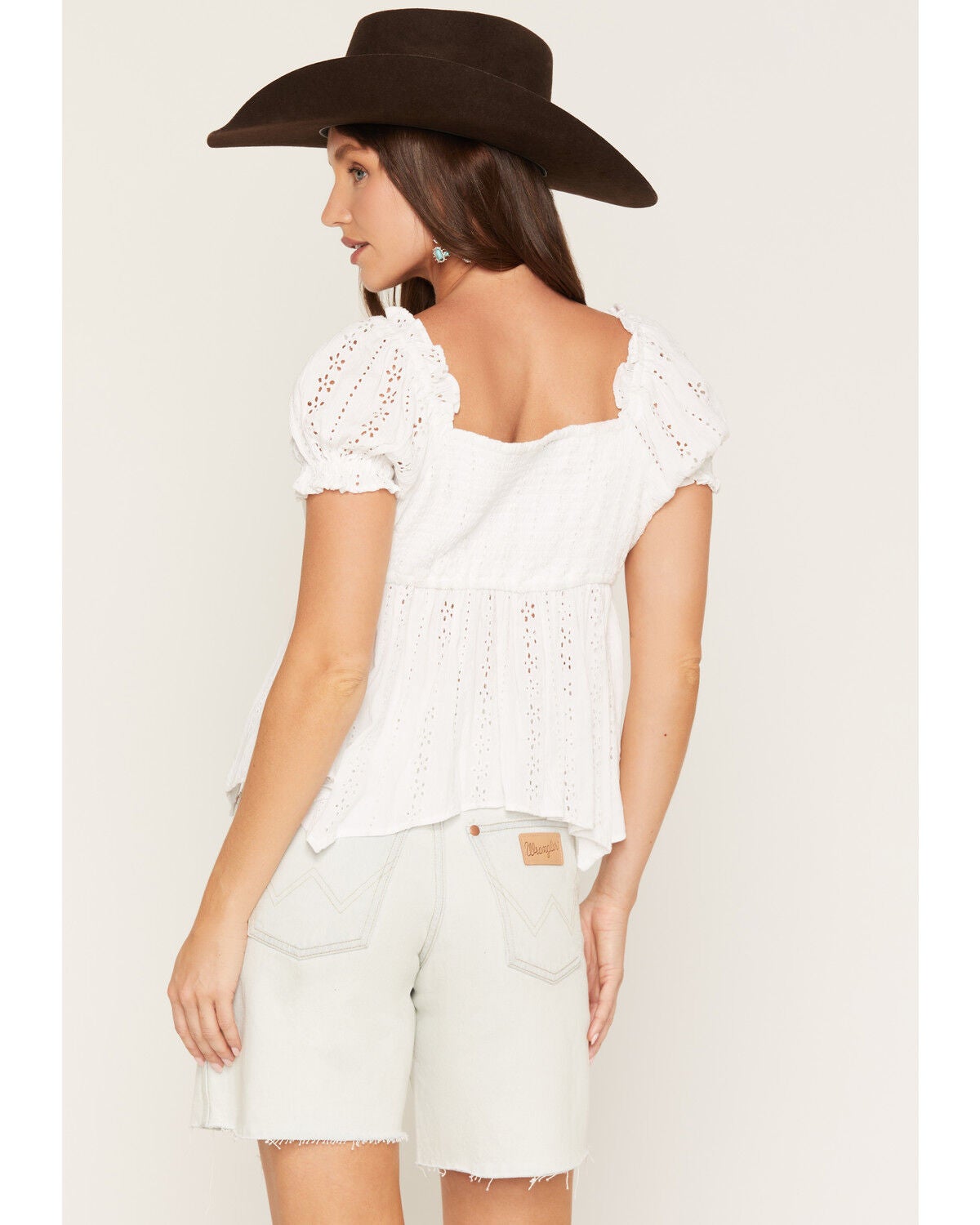 Image #4 - Angie Women's Flutter Sleeve Ruffle Top, White, hi-res