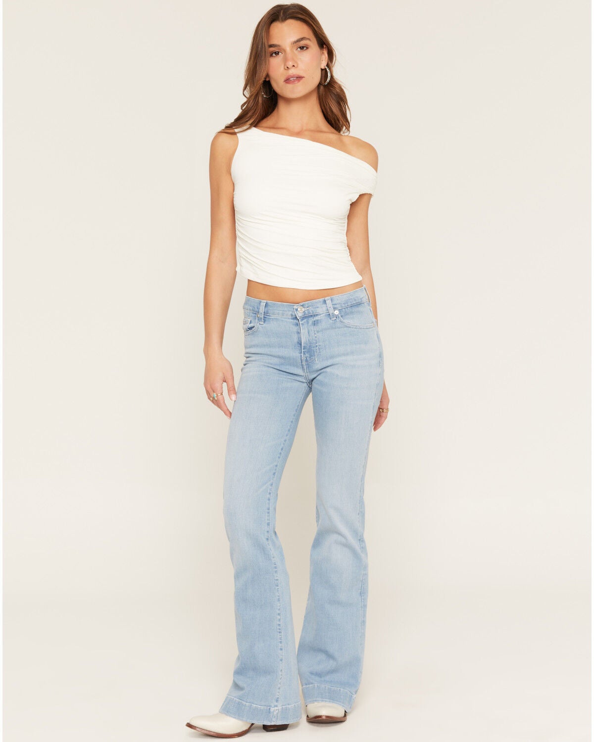Image #3 - 7 For All Mankind Women's Light Wash Mid Rise 36" Slim Trouser Stretch Denim Jeans, Light Wash, hi-res