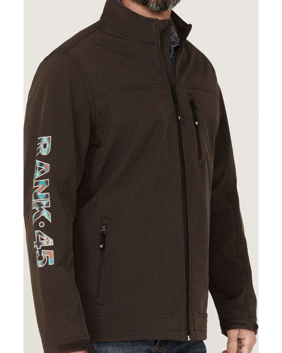 Image #3 - RANK 45&reg; Men's Rodeo Southwestern Logo Sleeve Zip-Front Softshell Jacket, , hi-res