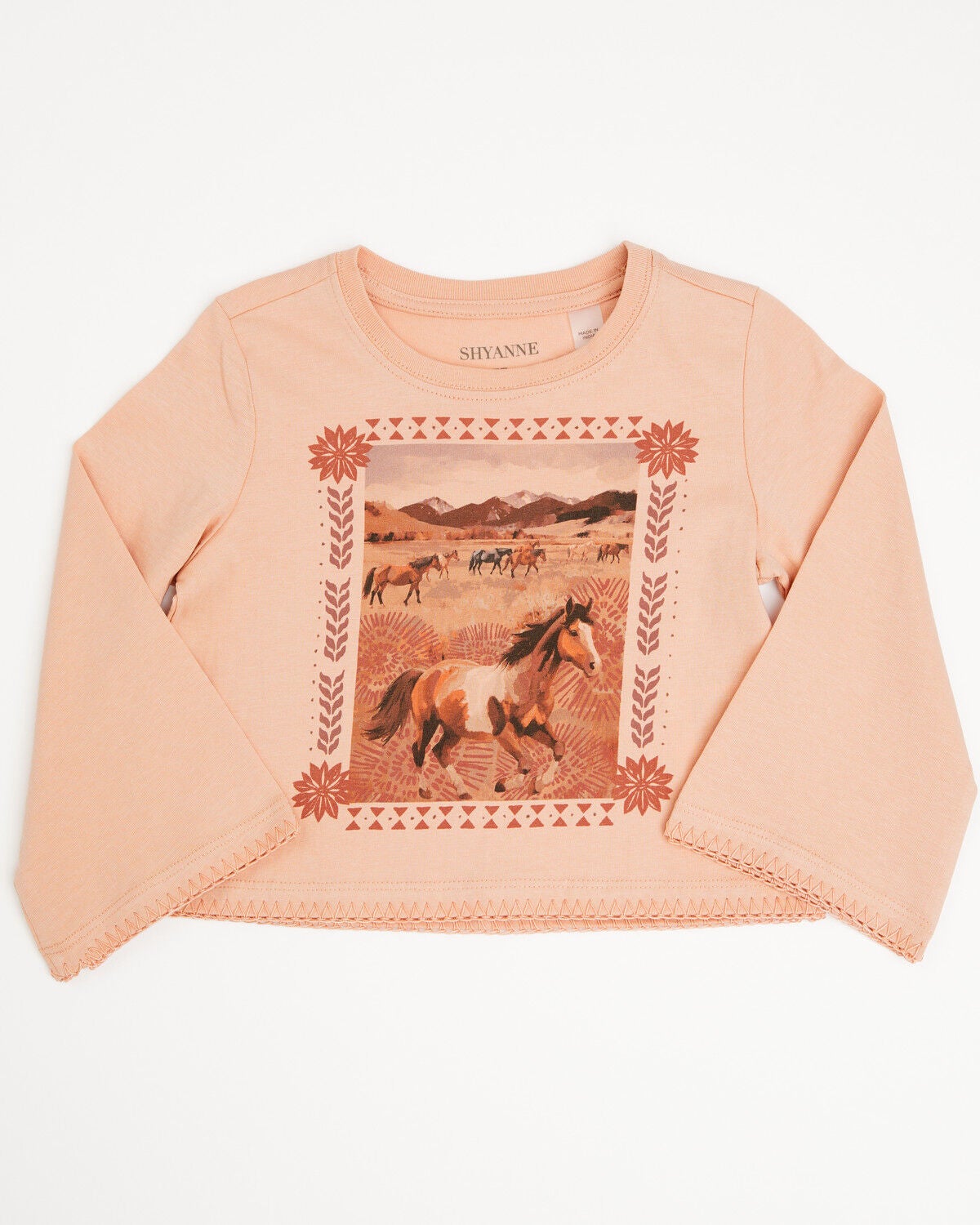 Image #1 - Shyanne Girls' Molly 3/4 Bell Sleeve Graphic Tee, Mauve, hi-res