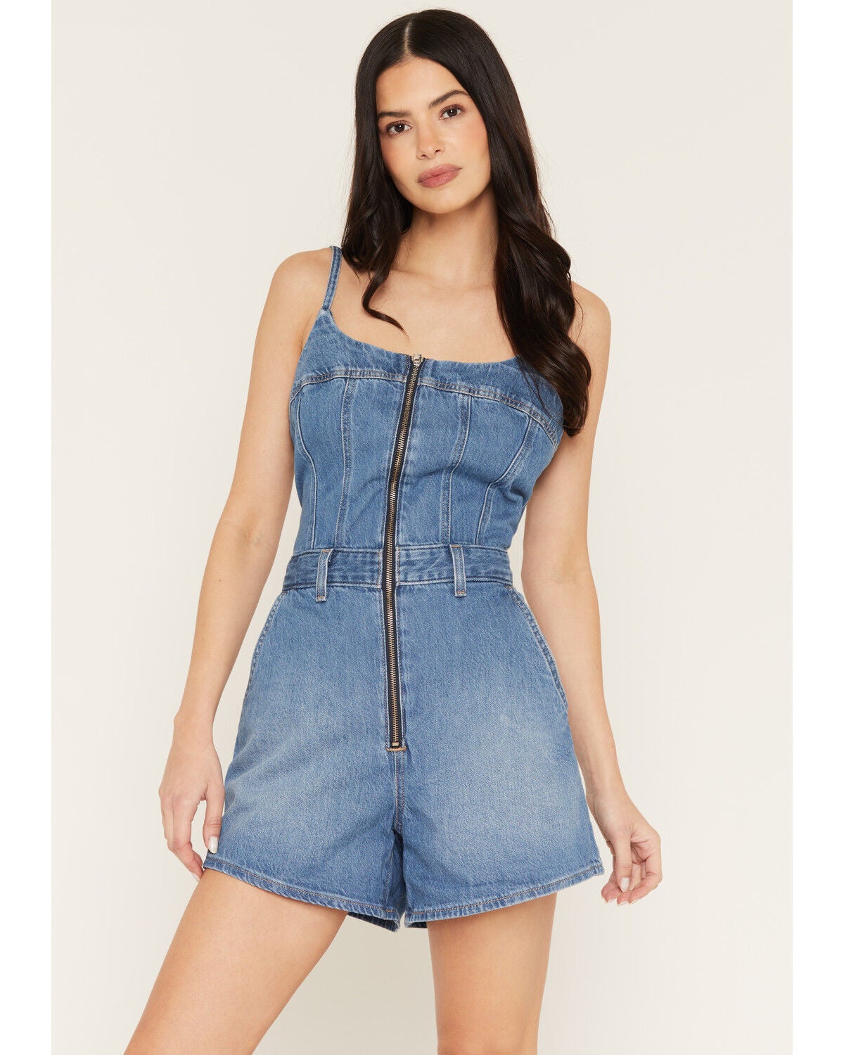 Levi's Women's Jadine Medium Wash Sleeveless Denim Romper, Medium Wash, hi-res