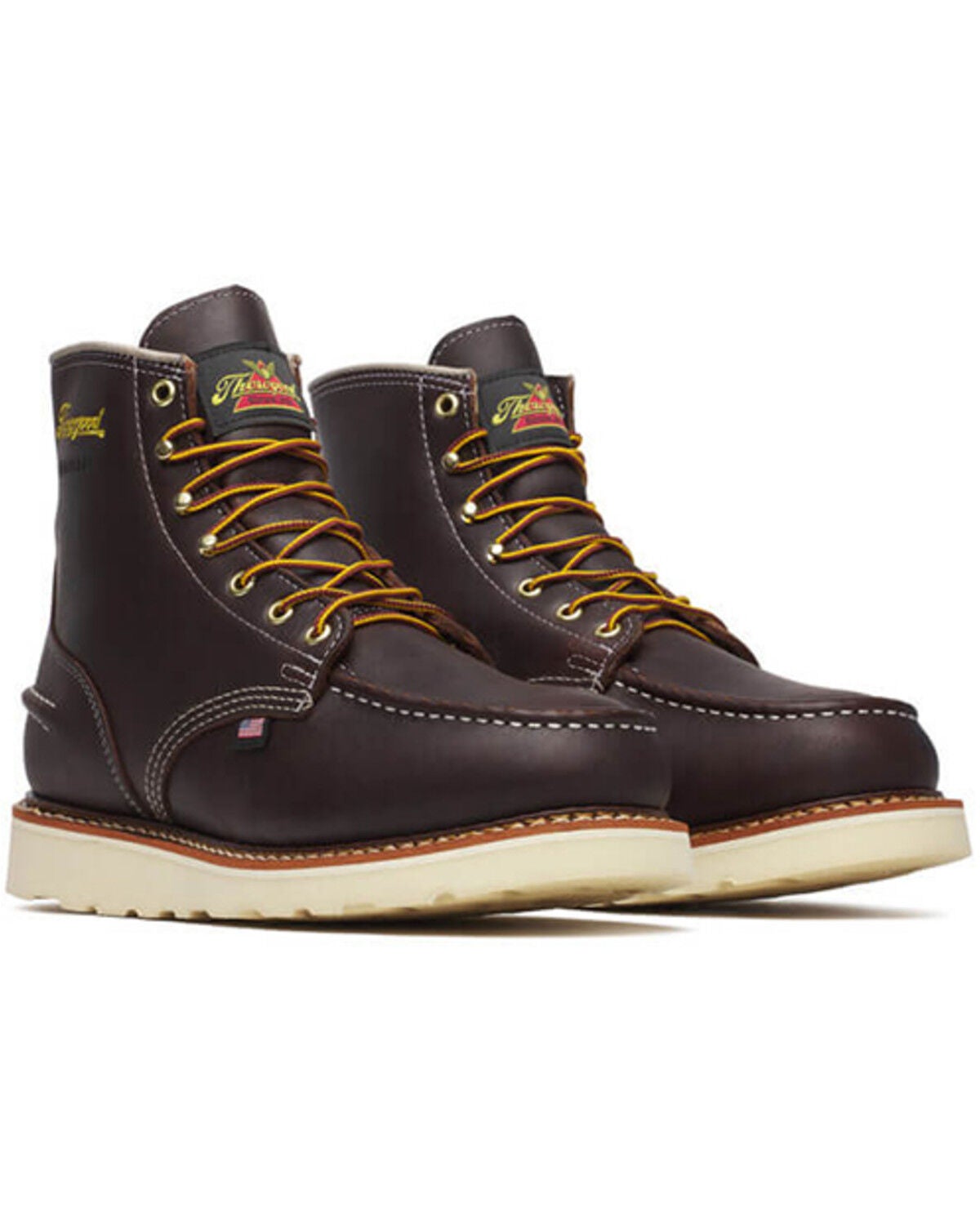 Thorogood Men's 6" Briar Pitstop Waterproof Work Boots - Moc Toe, Brown, hi-res