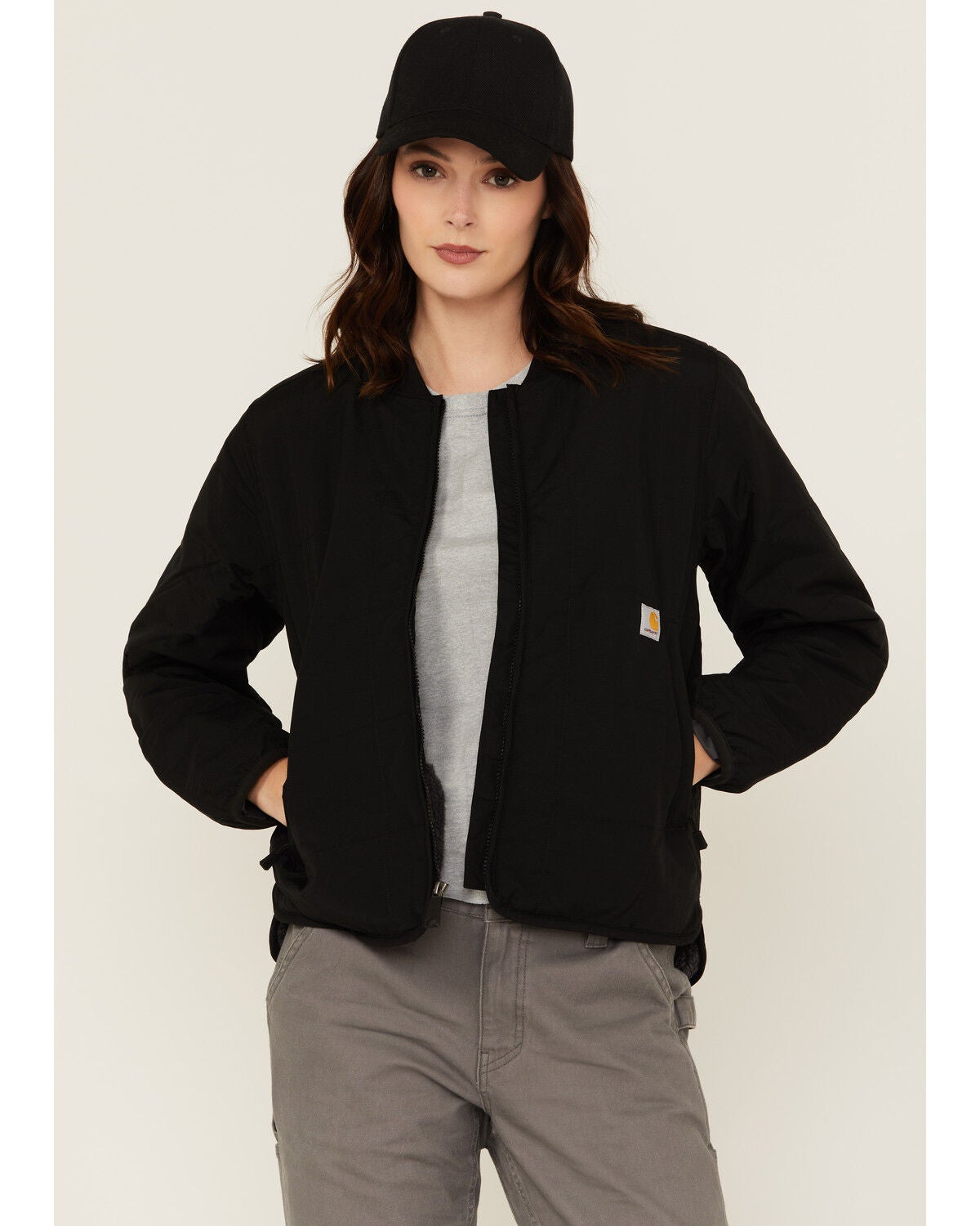 Carhartt Women's Rain Defender&reg; Loose Fit Lightweight Insulated Jacket, Black, hi-res