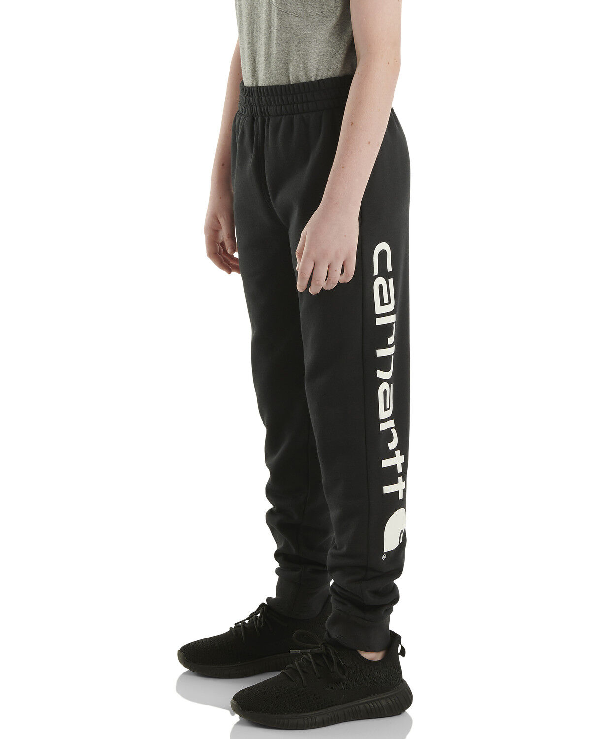 Image #1 - Carhartt Boys' Fleece Logo Sweatpants, Black, hi-res