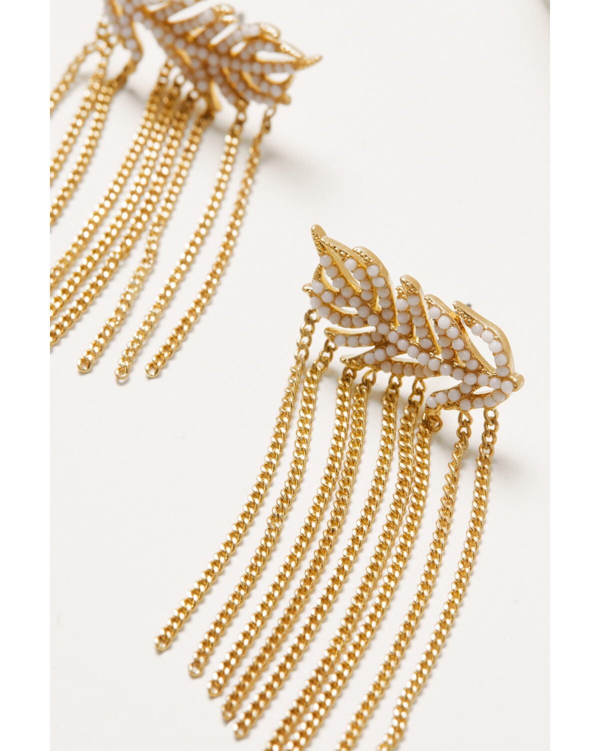Image #2 - Lainey Wilson Women's Fringe Feather Crawler Earrings, Gold, hi-res