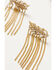 Image #2 - Lainey Wilson Women's Fringe Feather Crawler Earrings, Gold, hi-res