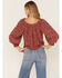 Image #3 - Wild Moss Women's Rust Floral Peasant Top, Rust Copper, hi-res