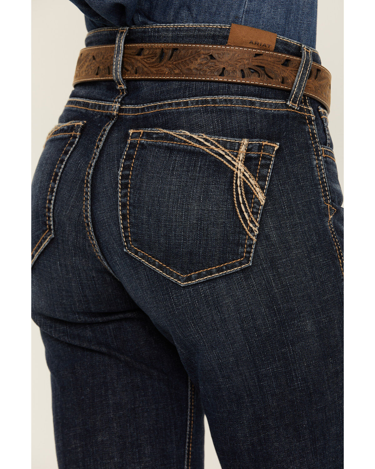 Image #4 - Ariat Women's Dark Wash High Rise Naz Slim Trouser Jeans, Dark Wash, hi-res