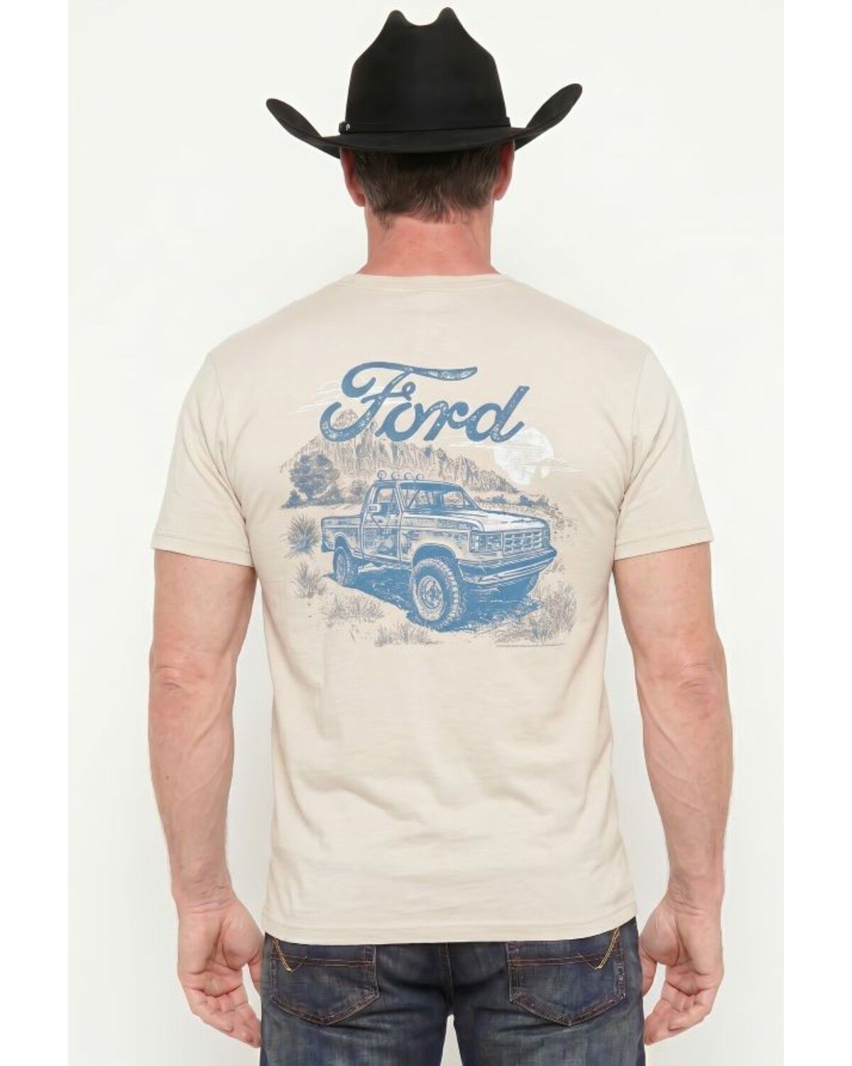 Buckwear Men's Boot Barn Exclusive Ford Desert Truck Short Sleeve Graphic T-Shirt, Sand, hi-res