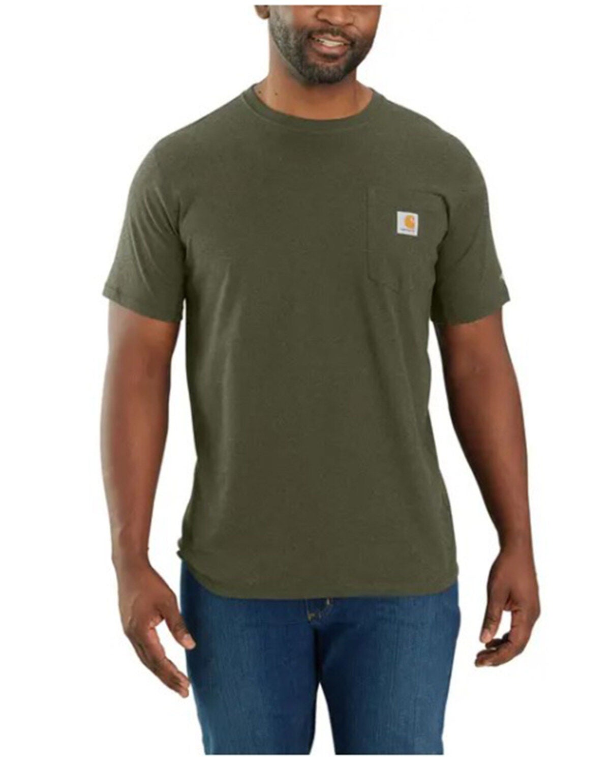 Carhartt Men's Force Relaxed Fit Midweight Short Sleeve Pocket T-Shirt - Big, Green, hi-res