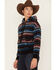 Image #2 - RANK 45® Women's Serape Stripe Plush Fleece Hoodie, Black, hi-res