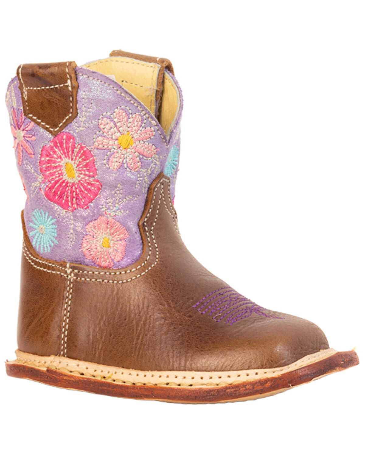 Image #1 - Roper Infant Girls' Flower Girl Western Boots - Broad Square Toe, Brown, hi-res