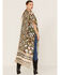 Flying Tomato Women's Floral Print Duster Kimono, Black, hi-res