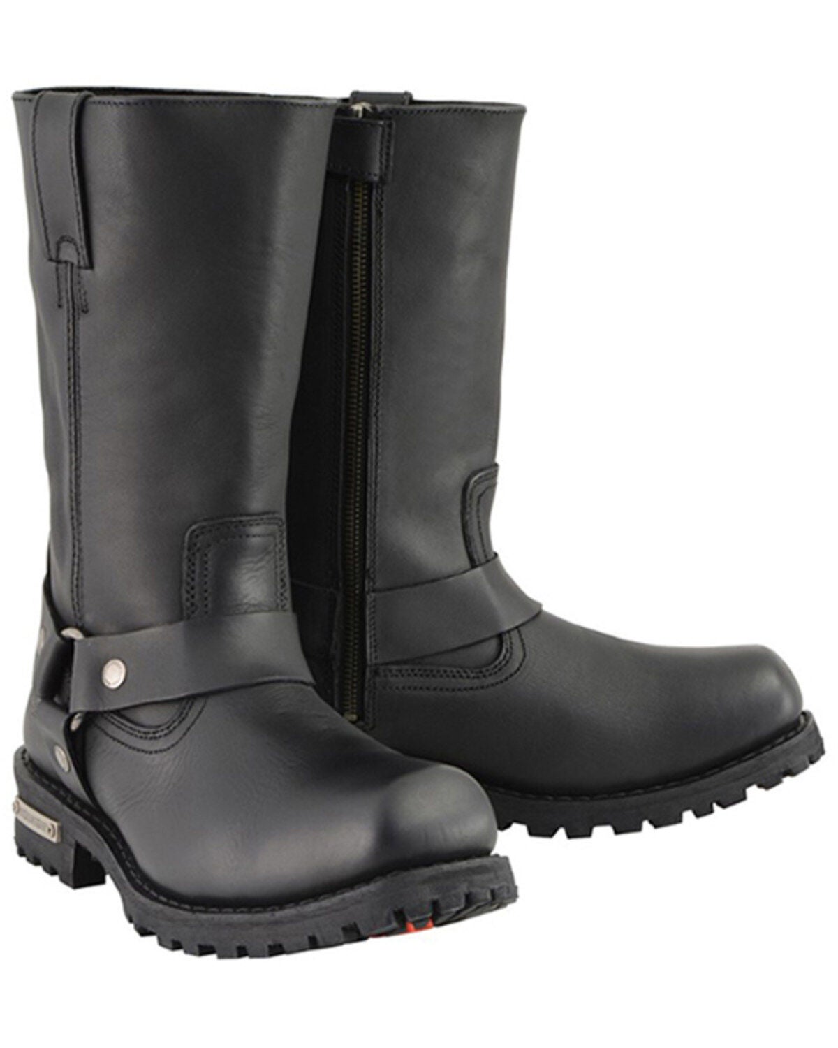 Milwaukee Leather Men's 11" Classic Harness Boots - Square Toe - Wide, Black, hi-res