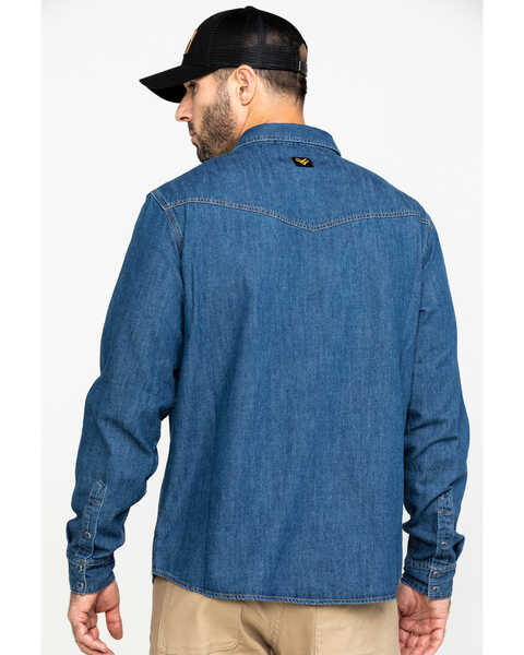 Image #2 - Hawx Men's Stonewashed Denim Snap Western Long Sleeve Work Shirt - Tall , Blue, hi-res