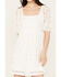 En Creme Women's Allover Crochet Short Sleeve Mini Dress, White, hi-res