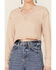 Very J Women's Cropped Long Sleeve Thermal Top, Taupe, hi-res