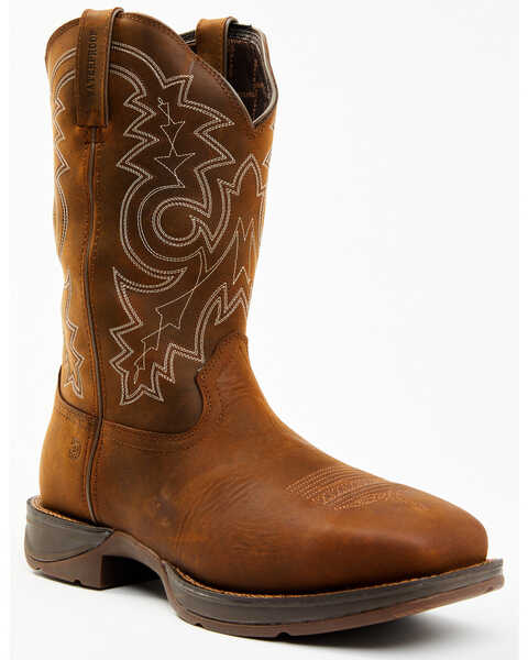 Durango Men's Rebel Steel Toe Pull On Waterproof Work Western Boots - Square Toe , Brown, hi-res