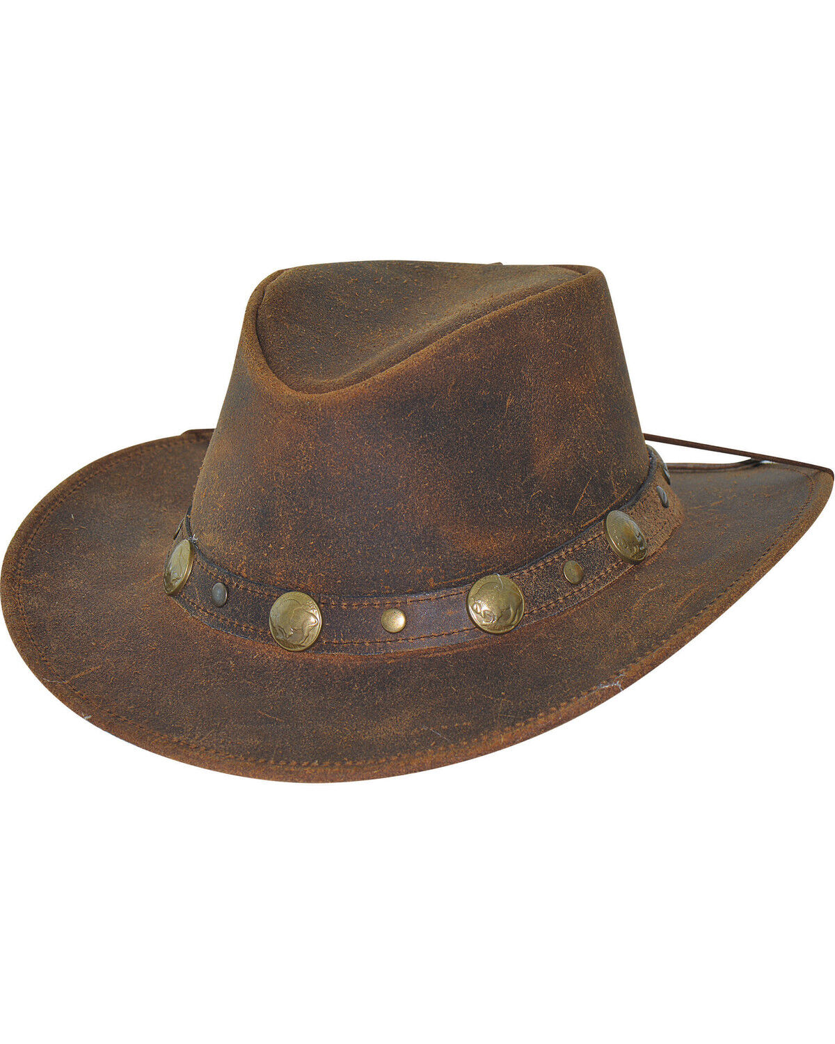 Image #1 - Bullhide Men's Brown Crackled Leather Hat, , hi-res