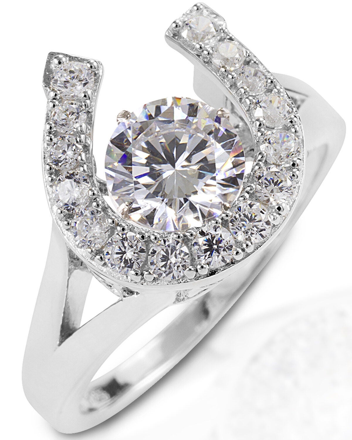 Kelly Herd Women's Dancing Stone Horseshoe Ring, Silver, hi-res