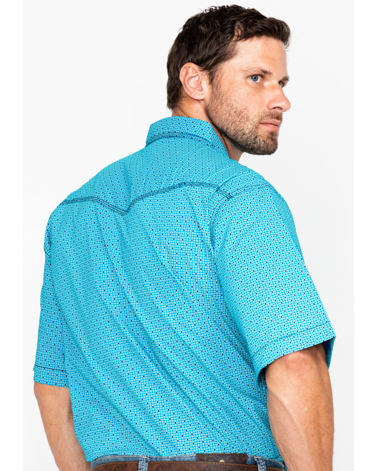 Image #2 - Wrangler 20X Men's Competition Geo Print Short Sleeve Snap Western Shirt, , hi-res