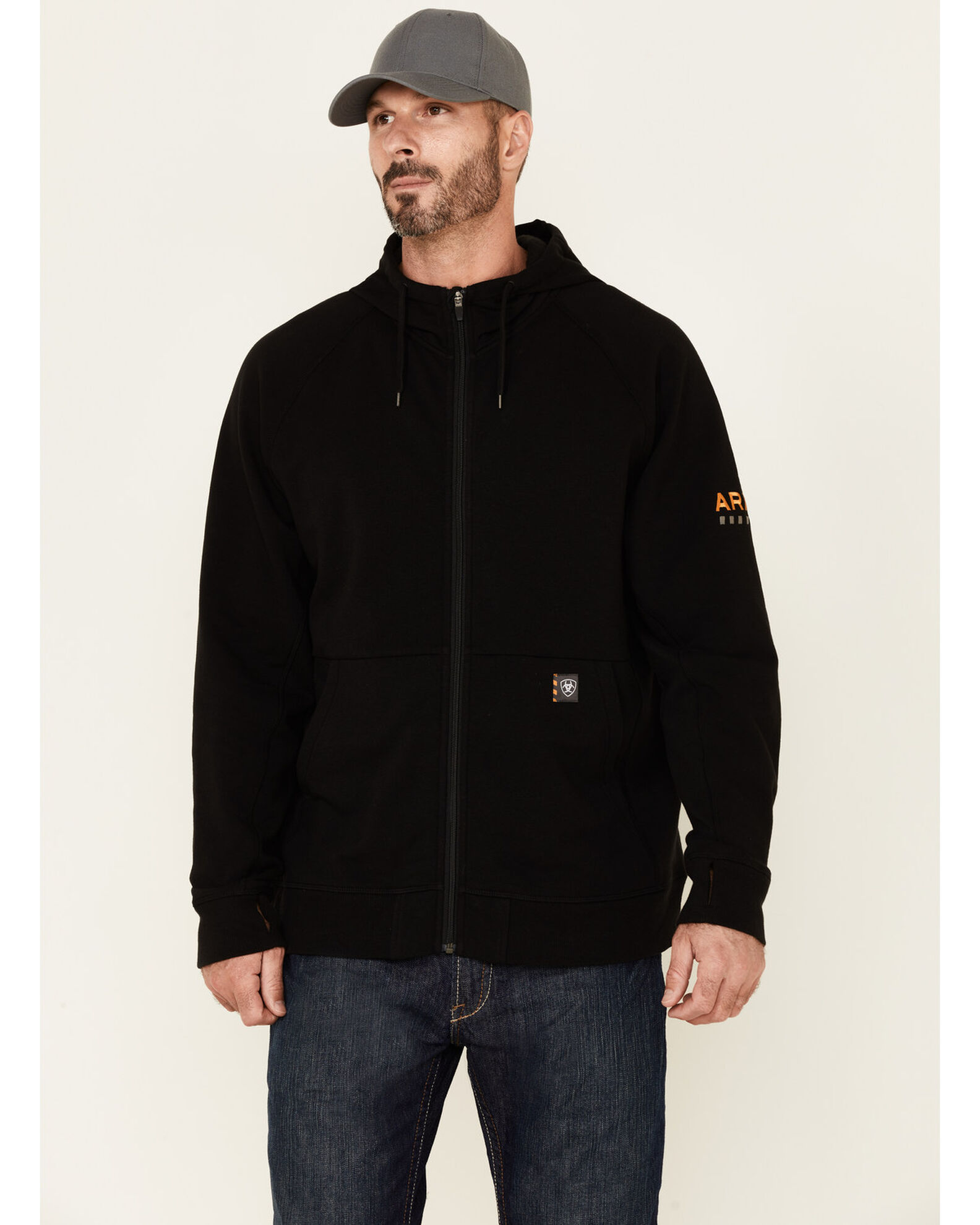 Ariat Men's Black Rebar Thermic Insulated ZipFront Hooded Work Jacket