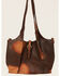 Corral Women's Concho Tassel Distressed Leather Shoulder Bag, Chocolate, hi-res