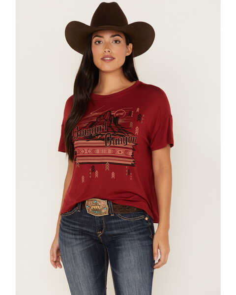 Ariat Women's Cowgirl Canyon Southwestern Graphic Tee, Rust Copper