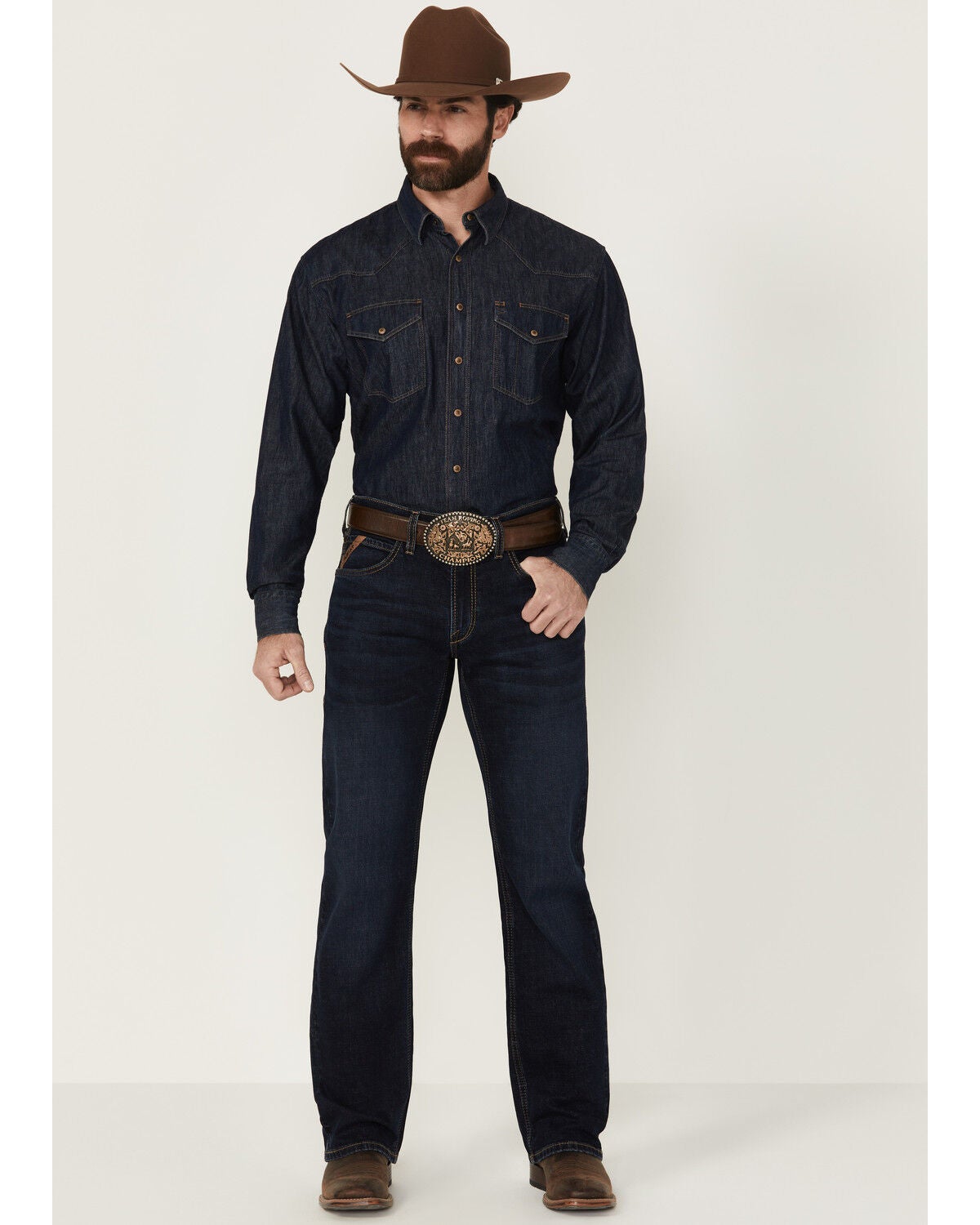 Ariat Men's M5 Turner Dexter Dark Wash Straight Stretch Denim Jeans, Dark Wash, hi-res