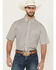 Image #1 - George Strait by Wrangler Men's Geo Print Short Sleeve Button-Down Stretch Western Shirt, Grey, hi-res