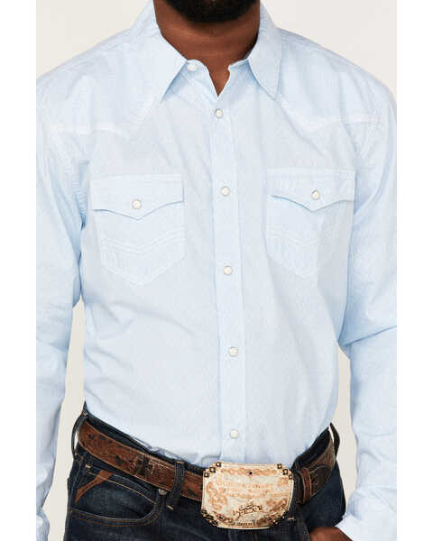 Cody James Men's Avenue Tonal Floral Print Long Sleeve Snap Western Shirt , Blue, hi-res