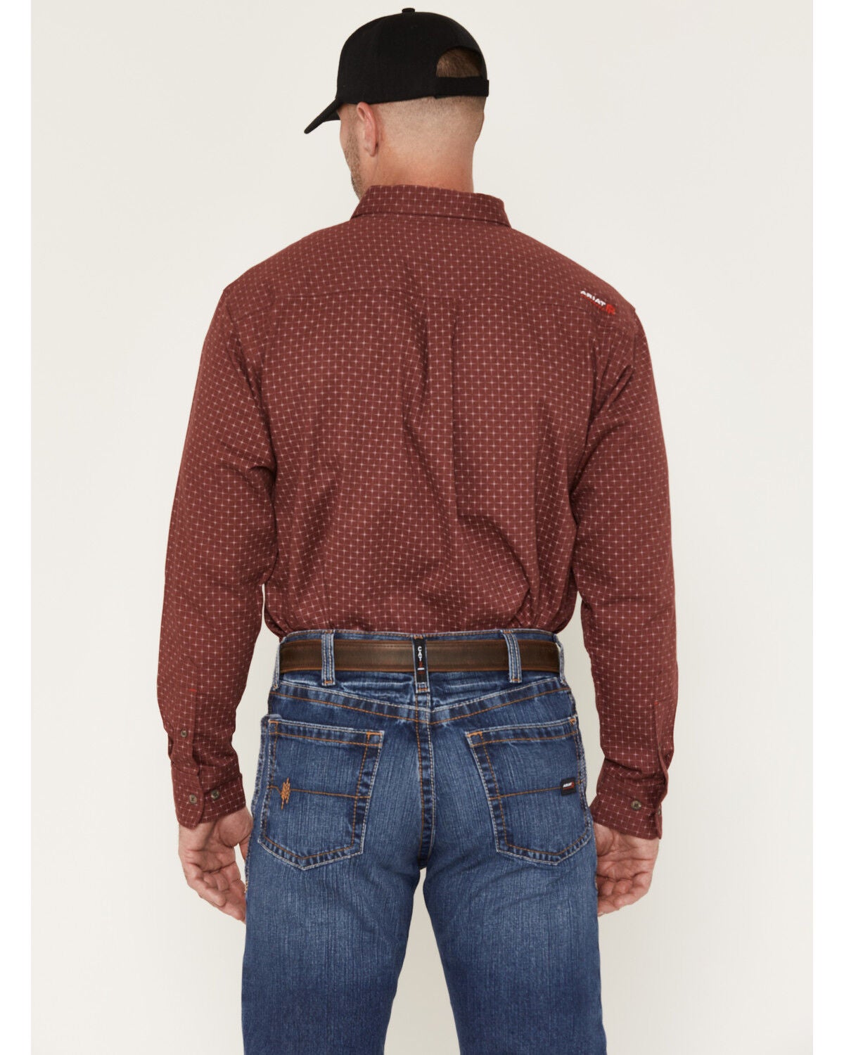 Image #4 - Ariat Men's FR Logan Geo Print Long Sleeve Button-Down Work Shirt, Burgundy, hi-res