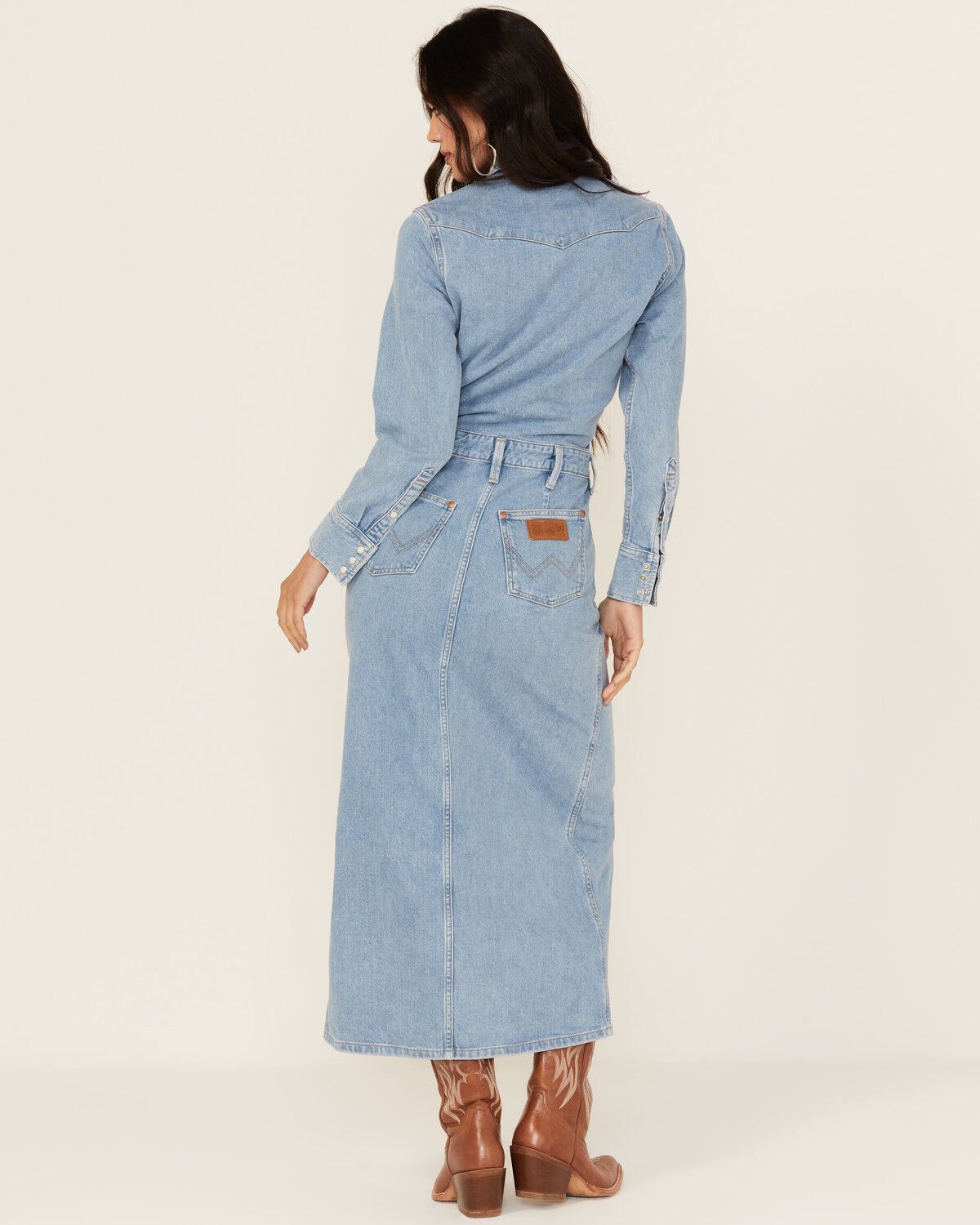 Image #4 - Wrangler Women's Light Wash Denim Maxi Dress, , hi-res
