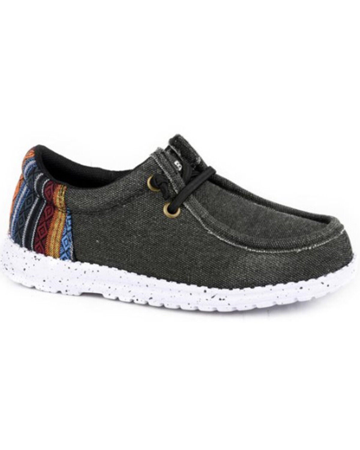 Image #1 - Roper Little Boys' Hang Loose Southwestern Print Slip-On Casual Shoes - Moc Toe, Black, hi-res
