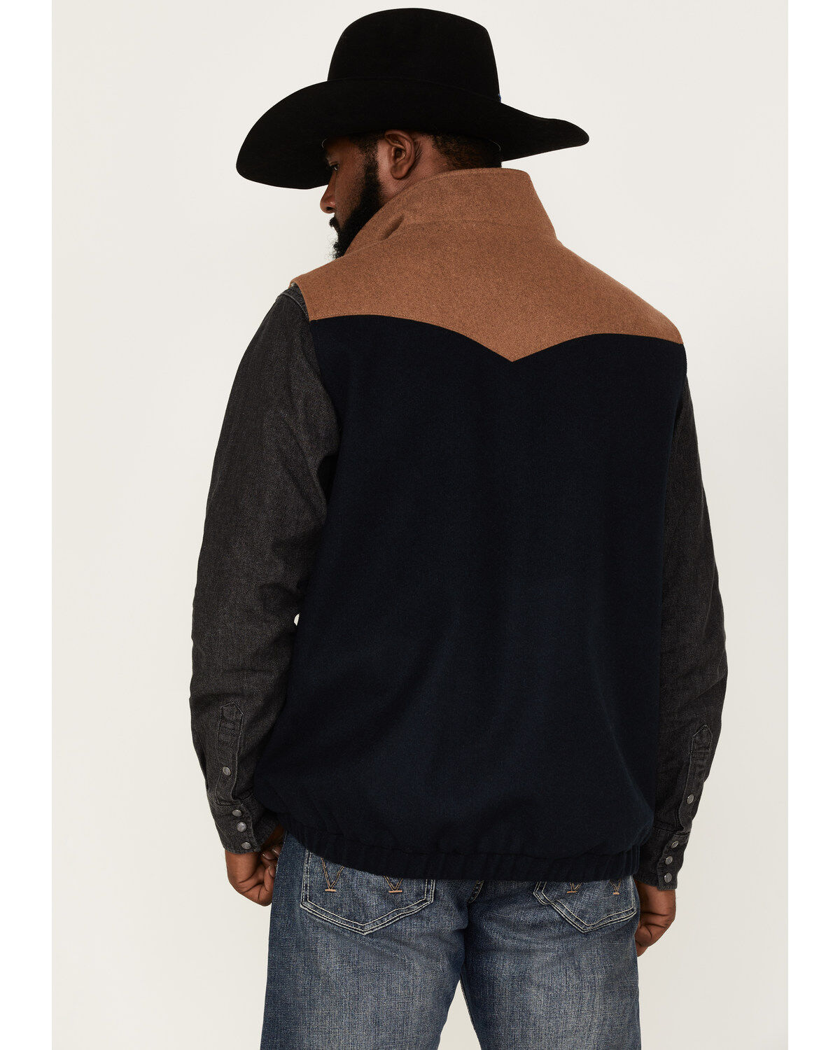 Image #4 - Cinch Men's Solid Color-Block Concealed Carry Zip-Front Wool Vest, Navy, hi-res