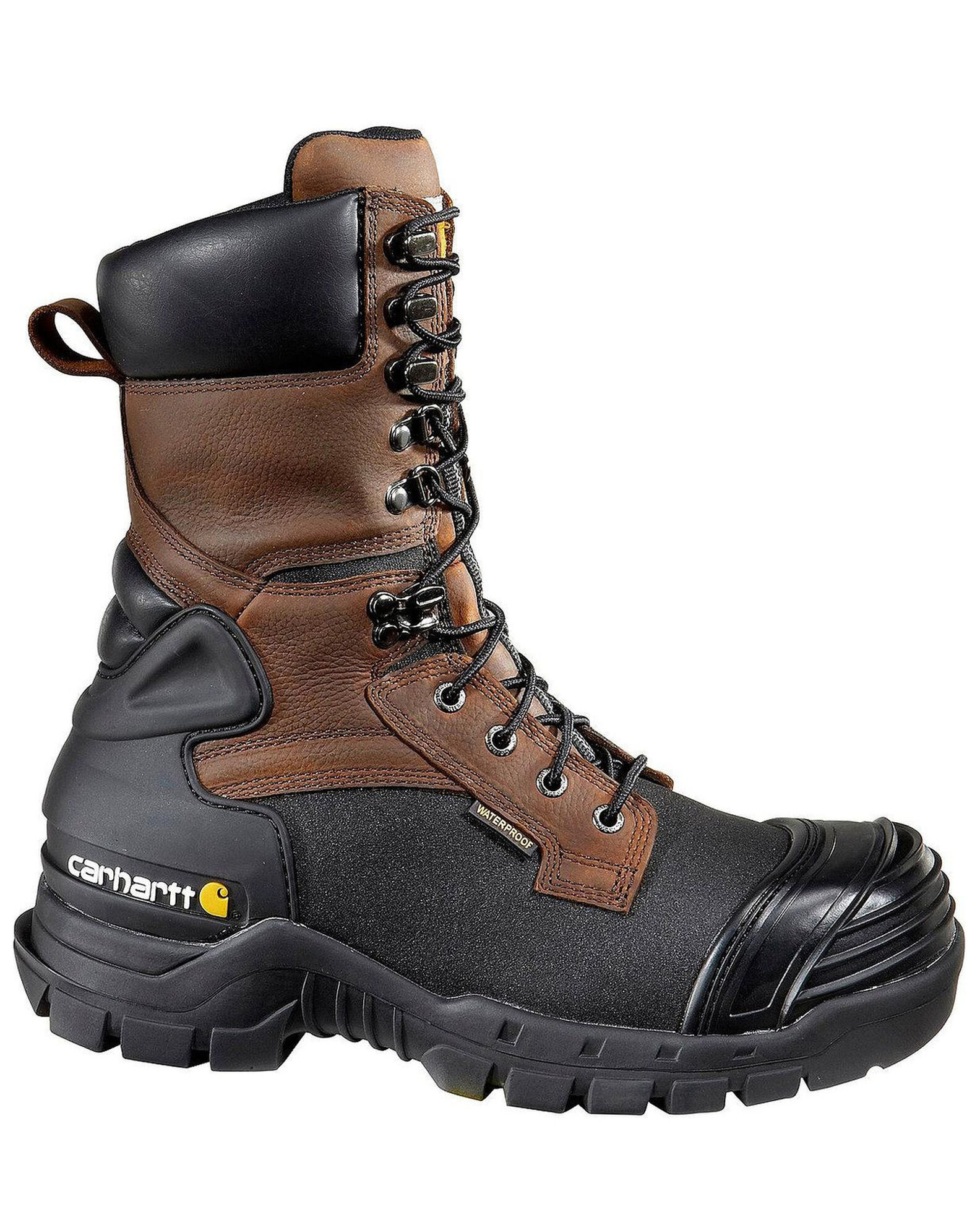 Image #1 - Carhartt 10" Waterproof Insulated Pac Boots - Composite Toe, Black/brown, hi-res