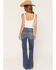 Image #1 - 7 For All Mankind Women's Gale Medium Wash Mid Rise Metallic Pocket 32" Bootcut Stretch Denim Jeans, Medium Wash, hi-res