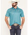 Image #1 - Rock & Roll Denim Men's Striped Short Sleeve Button-Down Polo, Turquoise, hi-res