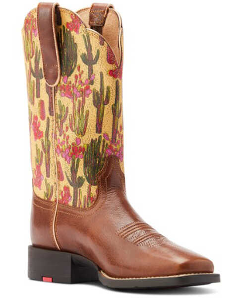 Ariat Women's Round Up Lioness Western Boots - Broad Square Toe , Brown, hi-res