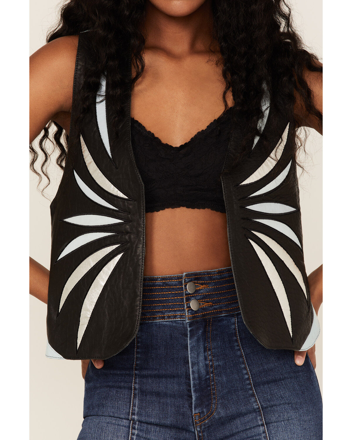 Image #4 - Understated Leather Women's Contrast Leather Bonnie Vest, Black, hi-res