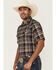 Image #2 - Cody James Men's Rustic Rodeo Plaid Print Short Sleeve Snap Western Shirt - Big, Navy, hi-res
