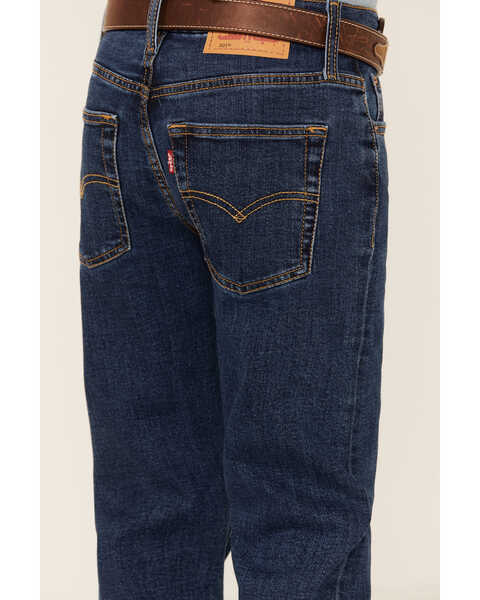 Image #4 - Levi's Boys' 501 Original Dark Wash Straight Stretch Denim Jeans , Blue, hi-res