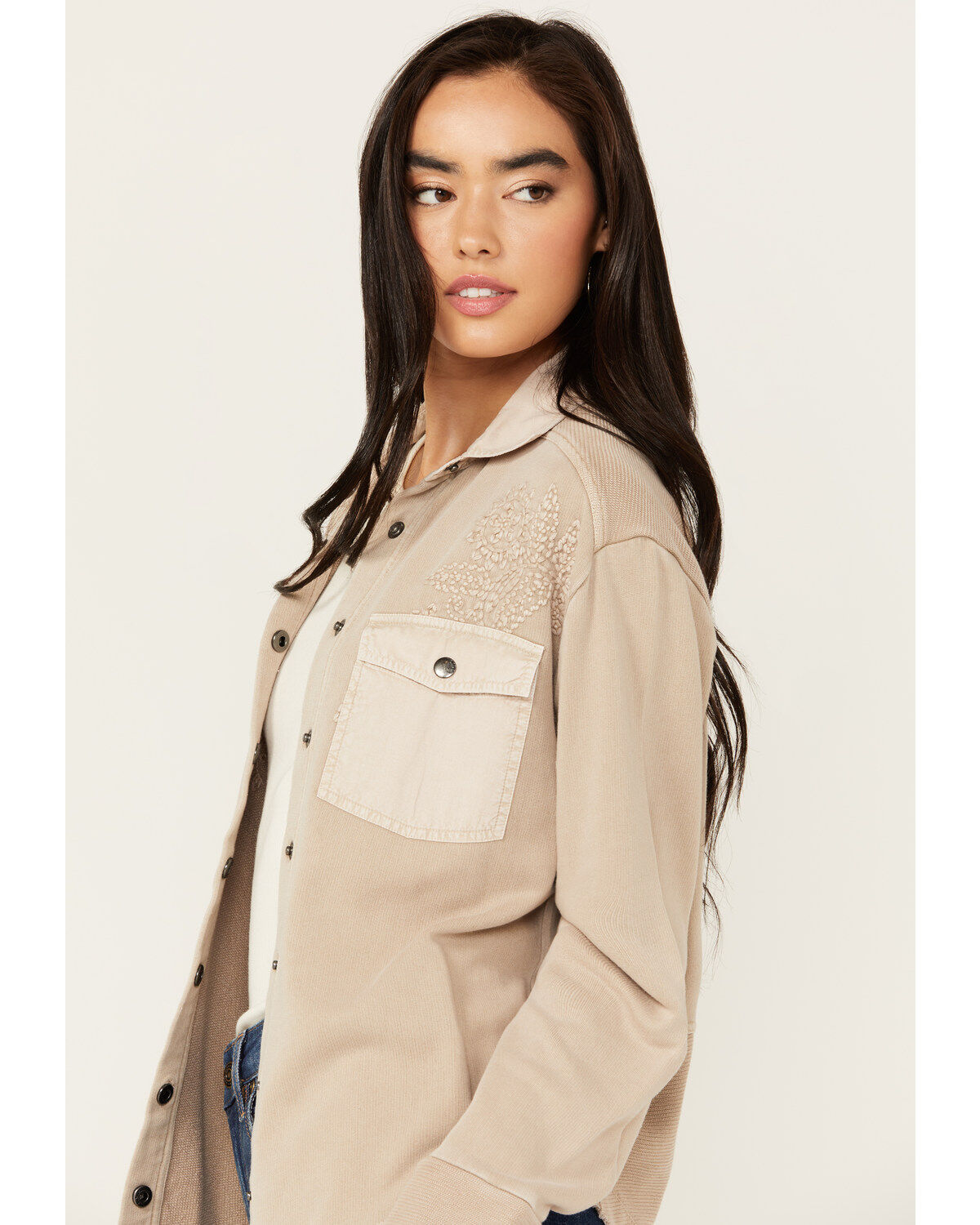 Image #2 - Cleo + Wolf Women's Embroidered Knit Shacket, , hi-res