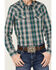 Cody James Boys' Plaid Print Long Sleeve Snap Western Shirt, Blue, hi-res
