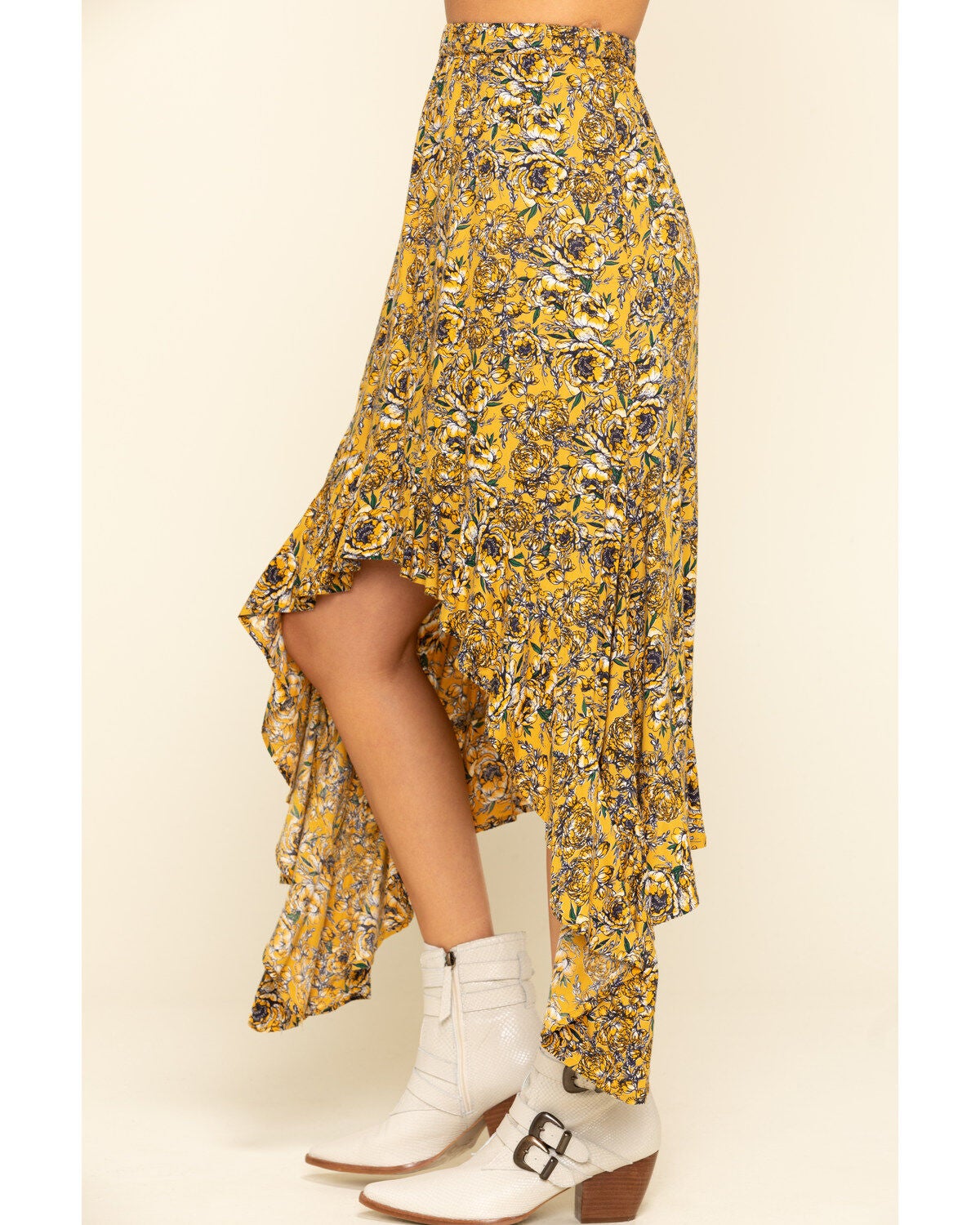 Image #3 - Rock & Roll Denim Women's Mustard Floral Hanky Skirt, , hi-res