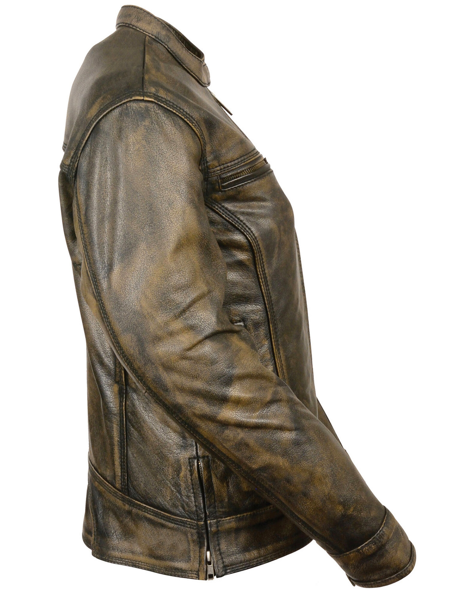 Image #2 - Milwaukee Leather Women's Distressed Vented Scooter Leather Jacket - 5X, , hi-res