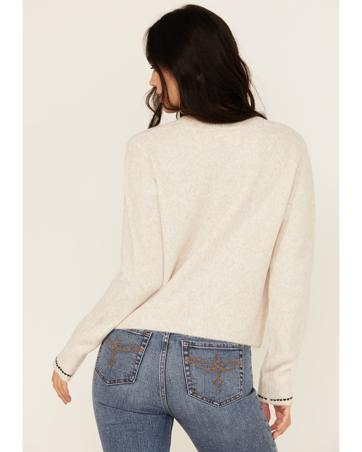 Image #4 - White Crow Women's Howdy Stitch Sweater, Tan, hi-res
