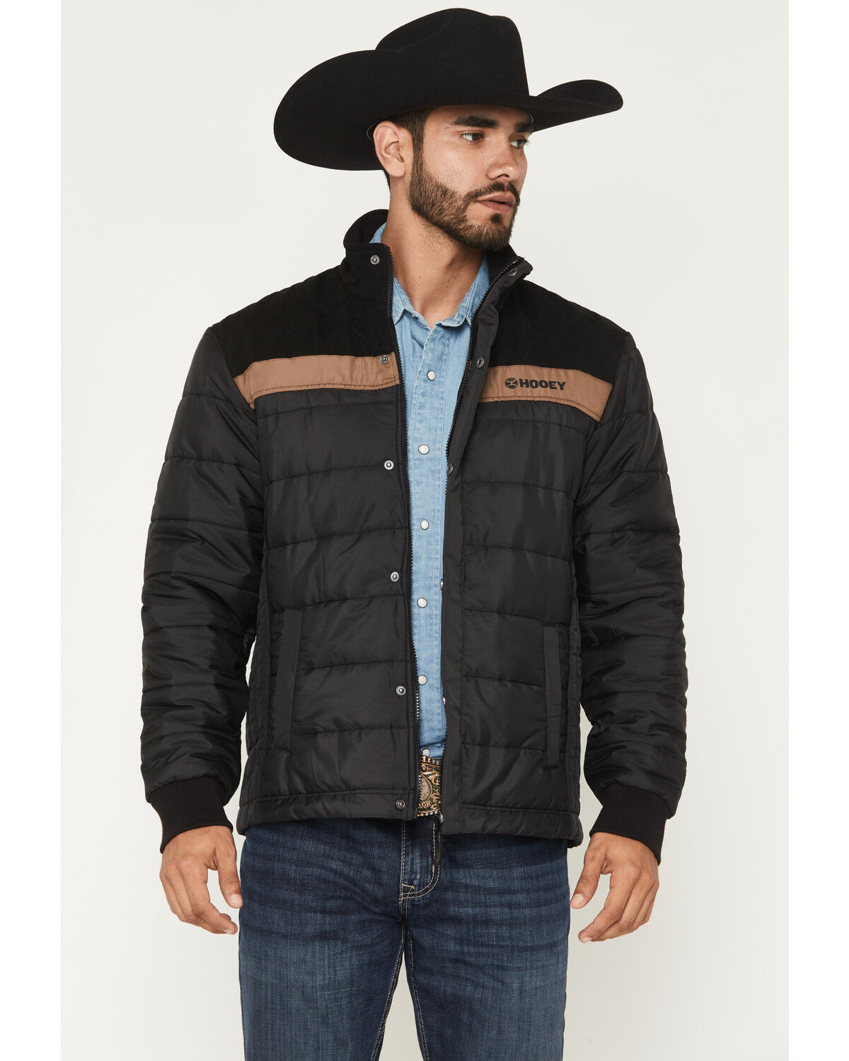 Image #1 - Hooey Men's Banff Packable Puffer Jacket, Black, hi-res