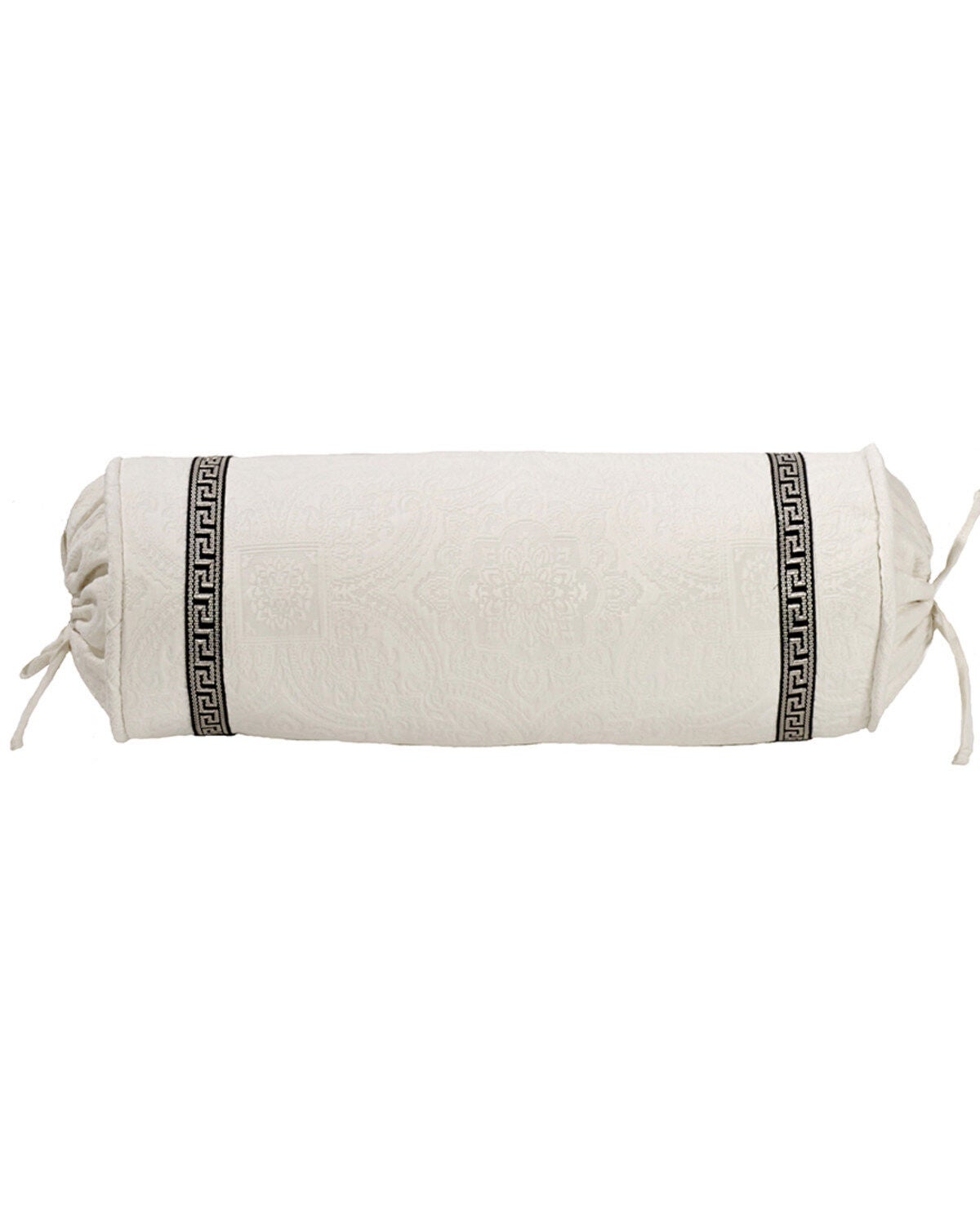 HiEnd Accent White Augusta Matelasse Neckroll Pillow, White, hi-res
