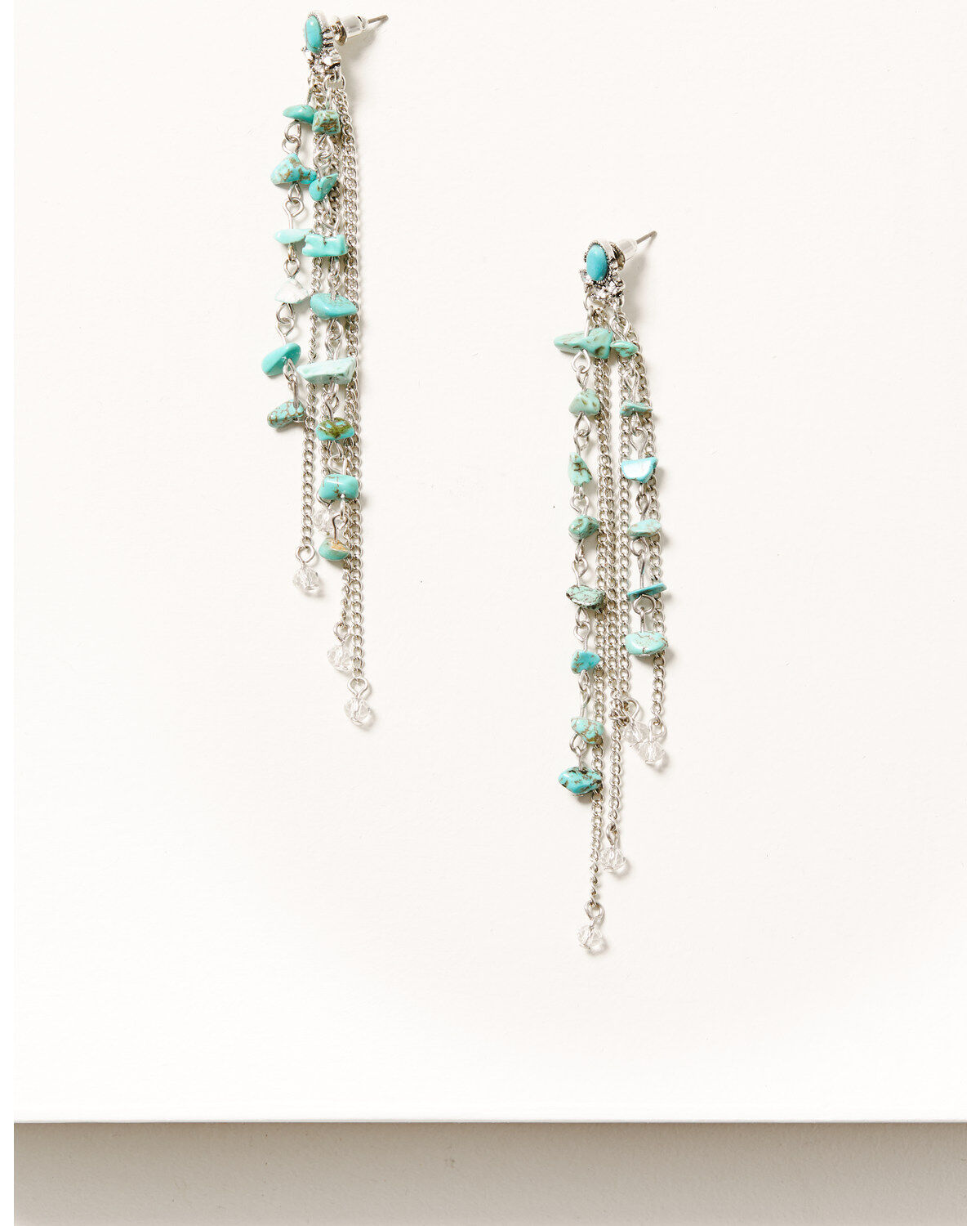 Women's Shyanne Silver & Turquoise Stone Fringe Earrings